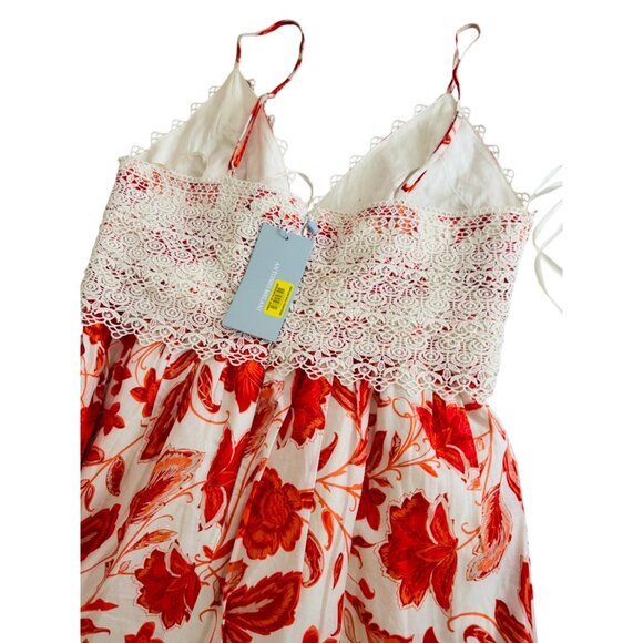 NWT Antonio Melani Maxi Dress Size 8 .Red & White Floral Lace Maxi - Picture 5 of 16